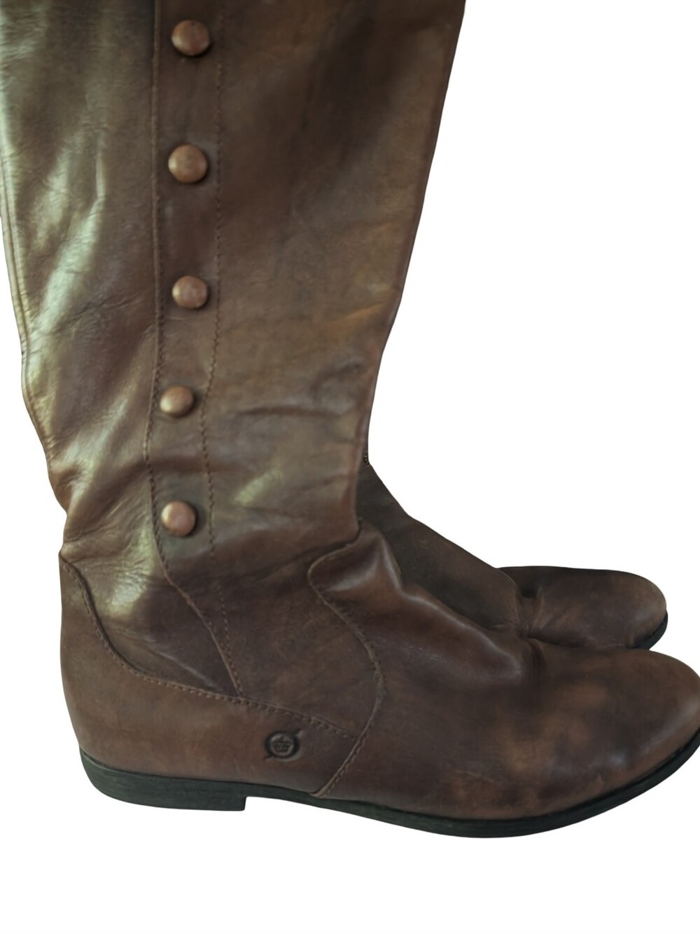 Born Brown Leather Full Zipper Equestrian Riding Boots Low Heel Size 8.5/40